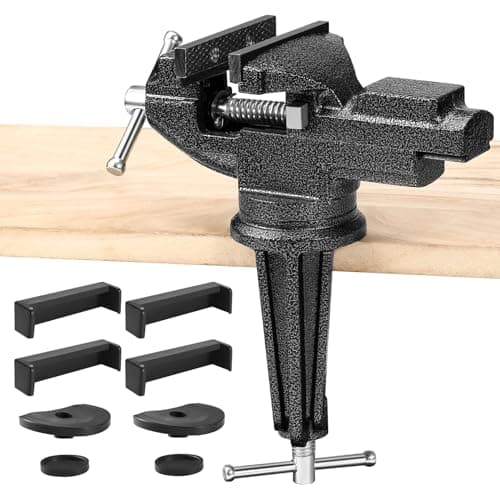 Table Vise, 3.3 Inch Universal Rotate 360° Work Clamp-On Vise,Table Vice With Quick Adjustment Button for Woodworking,Drilling,Sawing,Metal Working