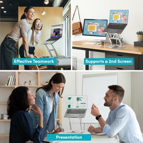 Lifelong 360 Rotating Ergonomic Laptop Stand for Desk, Laptop Riser with Swivel Base, Adjustable Computer Stand for 10-17" MacBook Pro & All Laptops- Portable Standing Desk Converter- Height 16" 9