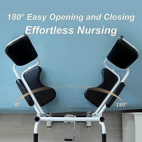 Patient Transfer Lift Chair with180°Split Seat and Potty Wheelchair - Hydraulic Patient Lift for Home Transport Chair Adjustable Height for Elderly and Disabled (Blue) 5