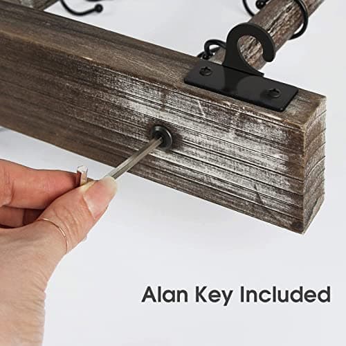 J JACKCUBE DESIGN Hanging Pot Rack Pan Ceiling Wall Mounted Hanger Multi- Purpose Rustic Wood and Metal Cookware Kitchen Storage Organizer With Utility 16 Hooks - MK603B 5