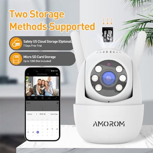 AMOROM 2K Wired Outdoor Security Camera,360° PTZ Security Camera with Sd Card Storage & Cloud,Color Night Vision, 2.4GHz Wi-Fi, Alarm Siren, Spotlight, 2 Way Audio, Motion Detection,IP65 Waterproof 6