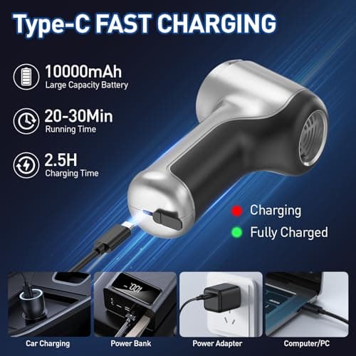 AHNR Handheld Car Vacuum Cleaner Cordless with Brushless Motor, 20000PA High Power Vacuum Cleaner & Air Duster, 3 in 1 Keyboard Portable Mini Hand Held Vacuums Cleaner for Car Home 7