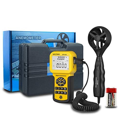 HVAC Anemometer,CFM Air Flow Meter 0.001~100mph High Accuracy Measures Wind Speed/Wind Temp/Air Velocity Air Flow, Professional CFM Meter AP-846A with Backlight Max/Min/Avg