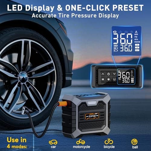 ZOPOM Tire Inflator Portable Air Compressor DC 12V Air Compressor (Black1) 7