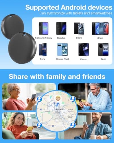 Air Tags for Android,Air Tags-4 Pack Android,2 Year Battery Life,Air Tracker Tags with 4 Case,Google Find Trackers for Google'S Find Hub App,IP65 Waterproof Luggage Tracker for Keys 6