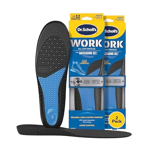 Dr. Scholl's Work Insoles (Pack) // All-Day Shock Absorption and Reinforced Arch Support That Fits in Work Boots and More (for Men's 8-14, Also Available for Women's 6-10) 1 Pair (Pack of 2) 2 Count