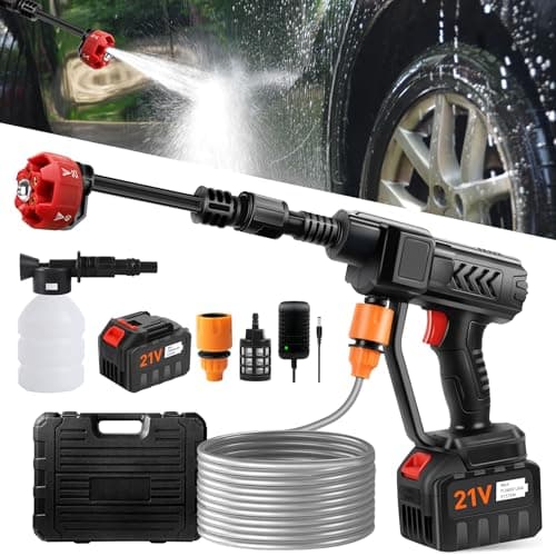 Pircaath Cordless Pressure Washer Gun, 880PSI High Pressure Cordless Power Washer, Battery Power Portable Pressure Washer for Car, Home