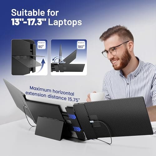 domyfan 14" Laptop Screen Extender, S3 FHD 1080P IPS Triple Portable Monitor Laptop, HDMI/USB-A/Type-C Compatible with Windows/Mac/Android 5