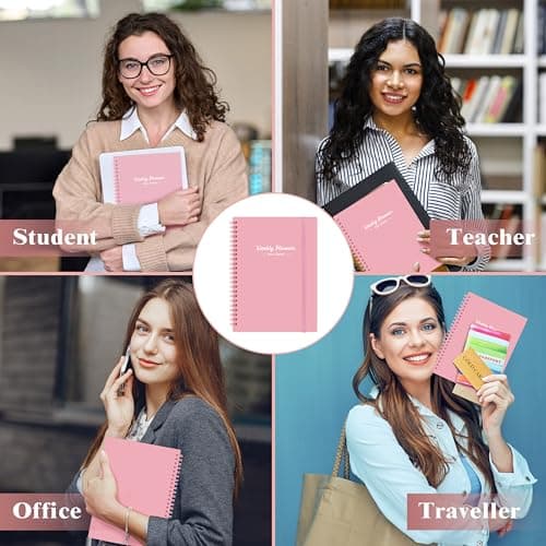 Undated Weekly Planner Notebook - A5 To Do List Planner with 64 Undated Weeks?8.4"脳6"?- Weekly Planner Spiral Binding for Weekly Goals Planner - Pink 5