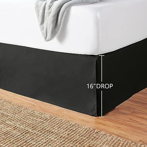 Amazon Basics Lightweight Pleated Bed Skirt, Machine Washable, Wrinkle and Fade Resistant, King, Black 5
