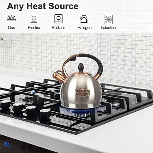 3Quart Whistling Tea Kettle Classic Teapot Stainless Steel Teakettle with Cool Grip for Stovetop 2