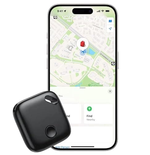 [MFi Certificated] [No subscriptions] [March 2024 Update] Tracker Tag for Vehicles, Car, Wallet, Dogs. Working with Apple Find My. Unlimited Distance. 1 Year Battery Life. Small, Portable. (Black)