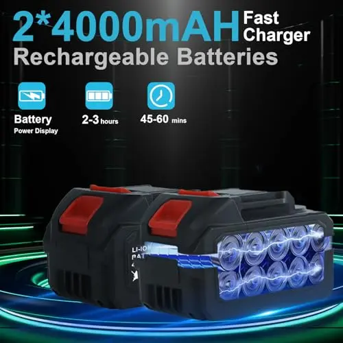 Huhomco Cordless Pressure Washer Battery Powered,1450PSI Cordless Power Washer with 2pcs 4.0Ah Battery&Charger & 6-in-1 Nozzle Portable for Patio Floor Fence Deck Indoor (Black) 6