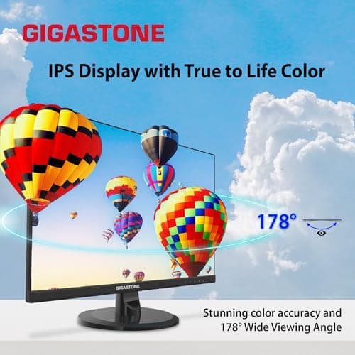 Gigastone 24 inch IPS LED Back Light Monitor 2-Pack 75Hz FHD 1920 x 1080, 178° Wide View Frameless, Dual Monitor, 5ms, Built-in Speakers, Eye Care Technology, Ergonomic Tilt VESA Mount, HDMI VGA 6
