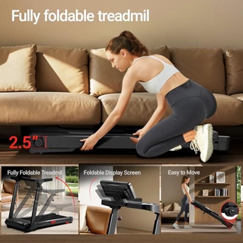 UMAY Fitness Treadmill with 3-Level Incline, Treadmills for Home Auto Folding with Pulse Sensors, 300 LBS Capacity, 3.0HP Quiet Brushless, Max 8.7 MPH (Balck) 8