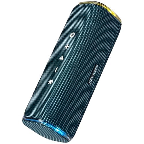 NSY Audio 40W Portable Bluetooth Speaker for Shower, IPX7 Waterproof Outdoor Sandproof Beach Speaker, 25-Hour Playtime, Bass Boosted, LED Lights, Built-in Microphone, TWS Pairing for Pool, Blue