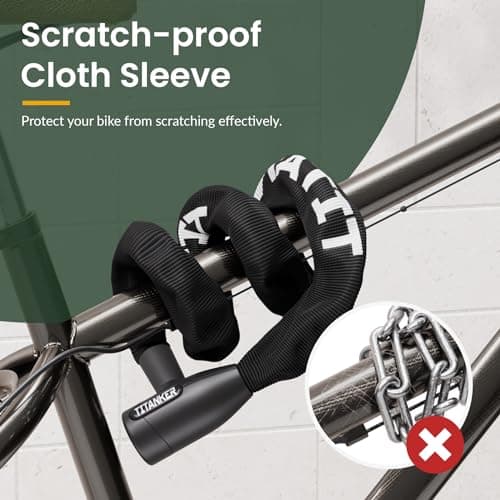 Titanker Bike Chain Lock, Security Anti-Theft Bike Lock Chain Bicycle Chain Lock Bike Locks for Bike, Motorcycle, Bicycle, Door, Gate, Fence, Grill (6mm, 8mm, 10mm Thick Chain) (Black-10mm Chain) 5