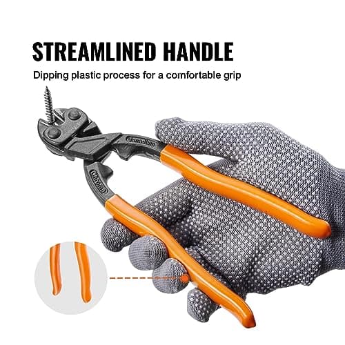 VEVOR Bolt Cutter, 8" Mini Lock Cutter, Streamlined Ergonomic Handle, Chromium Vanadium Alloy Steel Blade, Heavy Duty Bolt Cutter for Rods, Bolts, Steel Wires, Cables, Rivets, and Chains 6