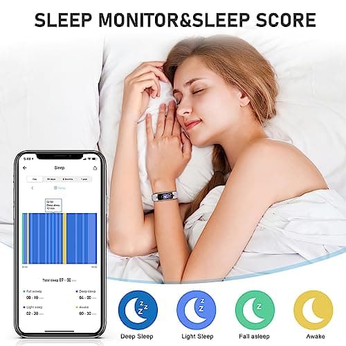Fitness Tracker with 24/7Heart Rate, Blood Pressure, Sleep Tracking, Calorie, Activity Tracker with 1.1" AMOLED Color Screen, Waterproof Step Tracker for Android iPhones Women Men 5
