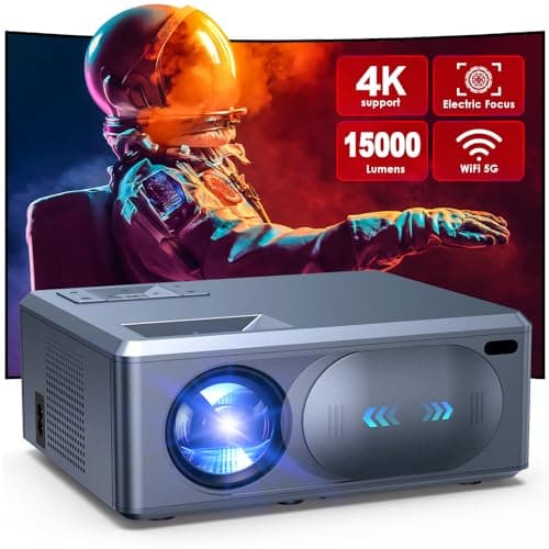 JOWLURK 4K Electric Focus Projector With 5G WiFi and Bluetooth, 15000L Mini Portable for Outdoor Movies, Home Theater, iPhone/Android/TV Stick/HDMI/USB/Laptop/DVD/PS5