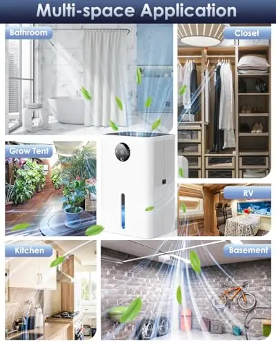 Dehumidifier, 63OZ Quiet Dehumidifiers for Home with Auto Shut Off, Auto Defrost, Timer, Sleep Mode, 7 Color Light Portable Small Dehumidifier for Bedroom,Bathroom,Basement, Closet, RV(1800ML) 7