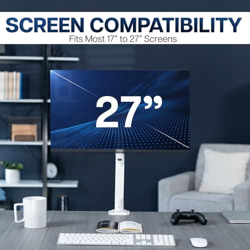 VIVO Heavy Duty Single Monitor Tension Arm for up to 27 inch Screens, Holds 14.3 lbs, Premium Desk Mount Stand, White, STAND-V101OW 7
