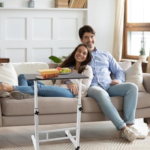 TV Tray Table Portable Tray Table Adjustable Height TV Tray Desk Couch TV Tray Table Portable Move TV on Wheels TV Dinner Table for Laptop Bed Couch Eating on Couch (Black, 15.7×23.6In) 5