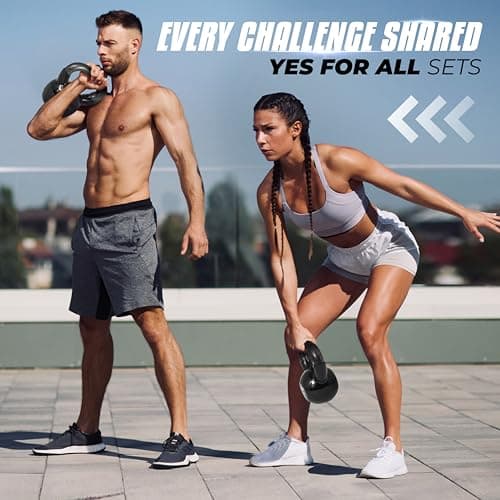 Yes4All Kettlebells 5 10 15 20 25 30 lbs Set Weight Vinyl Coated Cast Iron for Dumbbell Weights Exercises, Gym, Fitness, Full Body Workout Equipment Push up, Grip and Strength, Black 5