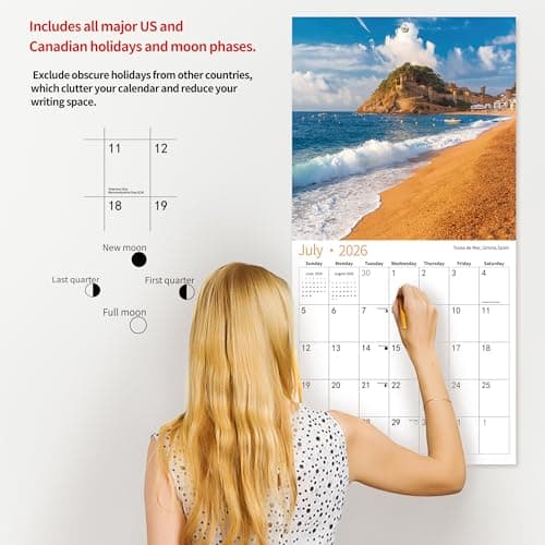 2026 Wall Calendar,Calendar 2026, January 2026 - June 2027, Wall Calendar BEACHES, 12" x 24" Opened,Full Page Months Thick & Sturdy Paper for Calendar Organizing & Planning 5