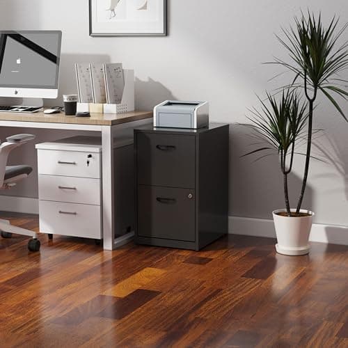 Polup 2 Drawer File Cabinet with Lock, Metal File Cabinets for Home Office, Two Drawer Locking Filing Cabinet, Small File Cabinet for Under Desk for Hanging Letter Size, Black, Assembly Required 7