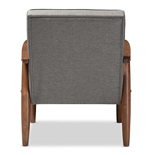 Baxton Studio Sorrento Mid-Century Retro Modern Fabric Upholstered Wooden Lounge Chair, Grey 5