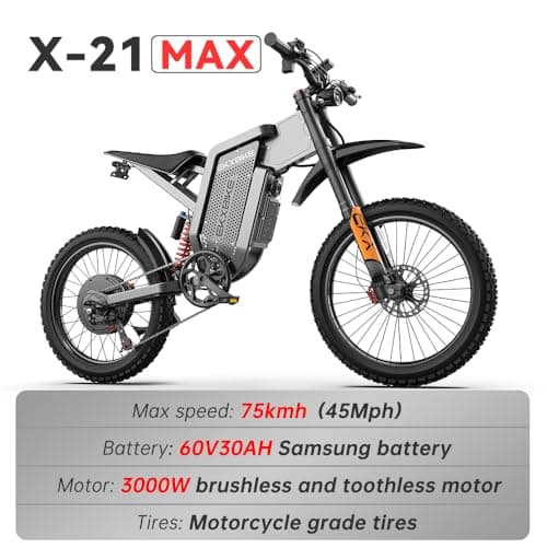EKXBIKE X21 Electric Bike for Adults 2000W 35AH Samsung Battery Mountain Motorcycle Men Snow Electric Bike, 30MPH +, 7 Speed, Hydraulic Oil Brake, 20 Inch * 4.0 Off-Road Tire Electric Bicycle Adult 7