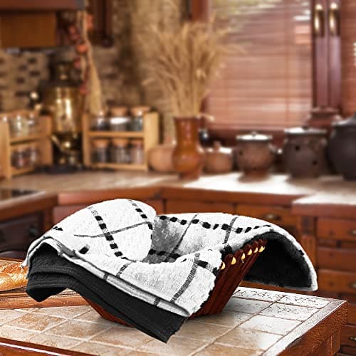 Utopia Towels - Kitchen Towels 12 Pack, 15 x 25 Inches, 100% Ring Spun Cotton Super Soft and Absorbent Linen Dish, Tea and Bar Towels Set, Black 5
