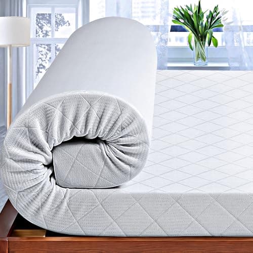 CISTNY 3 Inch Cooling Memory Foam Mattress Topper, High Density Foam Full Bed Topper with Washable Removable Bamboo Cover, Organic, Hypoallergenic, Oeko-TEX Full Size Mattress Topper