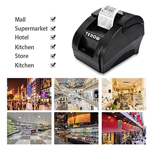TEROW Thermal Receipt Printer, 58mm Max-Width Small USB Direct Printer with High-Speed Printing and USB Interface Support to ESC/POS/Window and Linux System Portable Printer for Cash Register 8