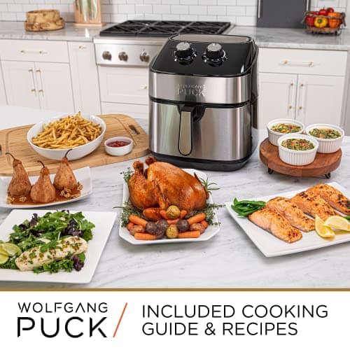 Wolfgang Puck 9.7QT Stainless Steel Air Fryer, Large Single Basket Design, Simple Dial Controls, Nonstick Interior, Includes Cooking Guide & Recipes 6
