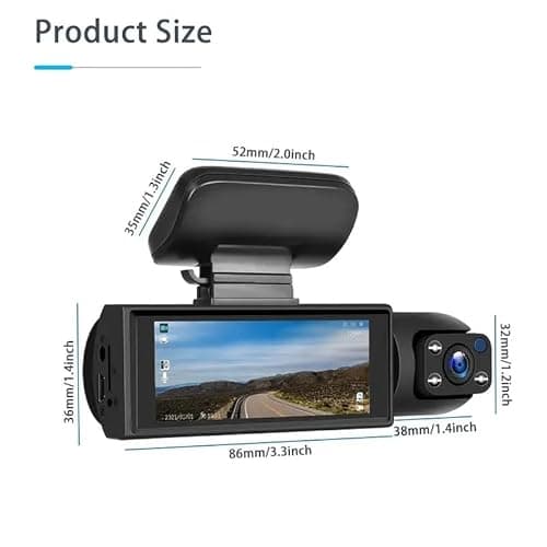 2025 New 64g Enesy Car Dash Cam, 1080p Enesy Front and Rear Dash Camera, 24-Hour Night Vision and HDR, Loop Recording and Motion Detection (Dual Recording (Front of car + Inside of car)) 8