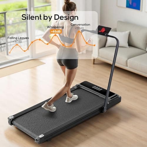 Walking Pad Under Desk Treadmill with Foldable Handle Bar, Portable Compact Electric Walking Treadmills with Remote Control for Home Office, Quiet Fitness Machine, Inky Black 7