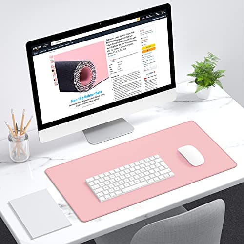 Dapesuom Large Mouse Pad, Extended Gaming Mouse Mat with Stitched Edges, Full Size Desk Mats with Non-Slip Base, Computer Big Desktop Keyboard Pad for Gamer, Laptop, Office, 23.6 x 11.8 in, Pink 7