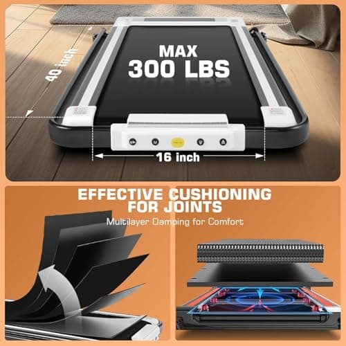 ANCHEER Treadmills with Incline, Under Desk /2s Folding/Max 300 lb Capacity-Walking Pad/Compact Electric Treadmill for Home/Gym/Office with LED Touch Screen/Remote Watch 8