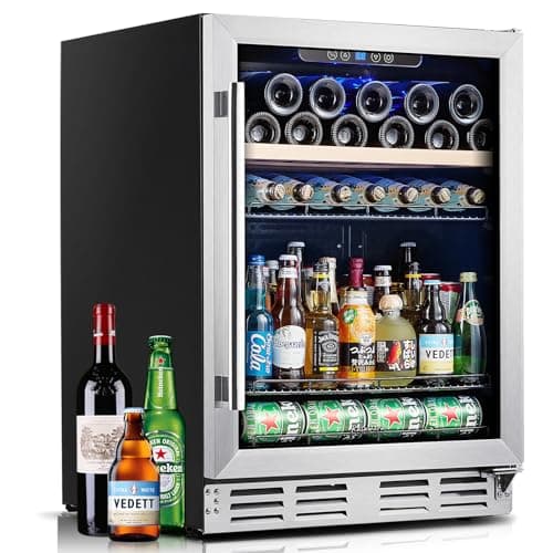 Kalamera Mini Fridge Beverage and Wine Cooler Built-in or Freestanding - 118 Cans & 16 Bottles Capacity Wine Refrigerator Cooler
