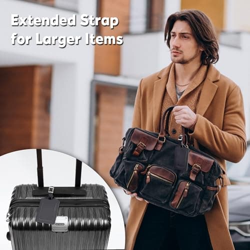 Travelambo 4 Pack Leather Luggage Tags for Suitcases Travel Tags Black 5