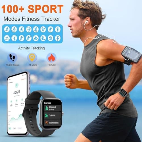 Smart Watch for Men Women(Answer/Make Calls), 1.96" HD Smartwatch, Fitness Tracker with 110+ Sport Modes, IP68 Waterproof, Heart Rate/Sleep/Step Monitor, Pedometer, Activity Tracker for Android iOS 6