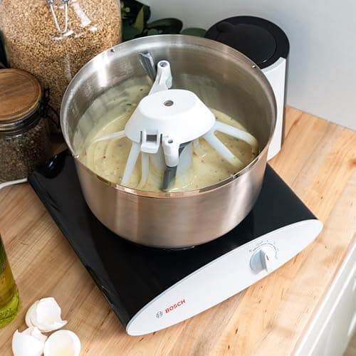 Bosch Universal Plus Stand Mixer with Stainless Steel Bowl with NutriMill Dough Hook Extender Bundle- Black 500 Watt 7