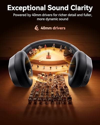 Active Noise Cancelling Headphones,120H Playtime Bluetooth 6.0 Wireless Headphones with Power Display & 6-Mic ENC Calls, 360° Spatial Audio Over Ear Headphones Foldable Headset for Travel Office Game 6