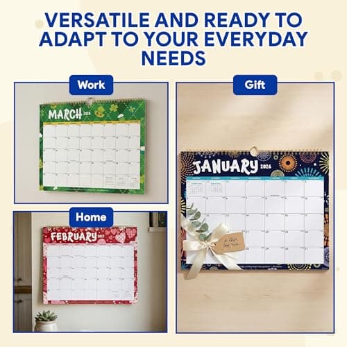 Decorably 18 Months Colorful Landscape Wall Calendar with Stickers January 2026 to June 2027, 14.5x11.5in Spring-Bound Sheets with Inspirational Quotes for Office, Home and School 8