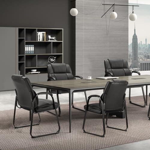 Sweetcrispy Waiting Room Guest Chair Set of 2, Stationary Office Reception Chairs No Wheel, Comfy Padded Arms and Seld Base, for Conference Room Lobby Home Computer Desk Bedroom Elderly, Deep Black 7