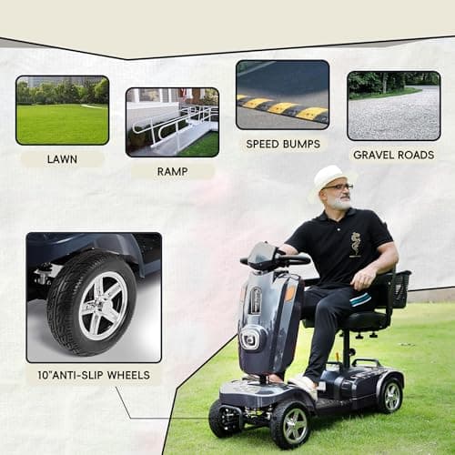 MobiCyc Heavy Duty Mobility Scooter for Adults & Seniors, 500W Motor, 16/26 Miles Long Range, 400 LBS Capacity, 10" All-Terrain Tires, Electric Scooter with Windshield & Suspension 6