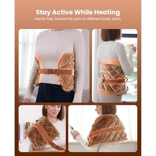 BOB AND BRAD Far Infrared Heating Pad, FSA-HSA Eligible Weighted Electric Heat Pad for Back, Period Cramps & Muscle Pain, 6 Heat Levels, Adjustable Belt, Auto-Off & Moist Heat Therapy, Large 12x24 6