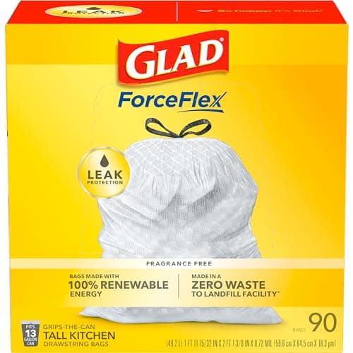 Glad ForceFlex Tall Kitchen Drawstring Trash Bags, 13 Gallon, 90 Count, Package May Vary 6